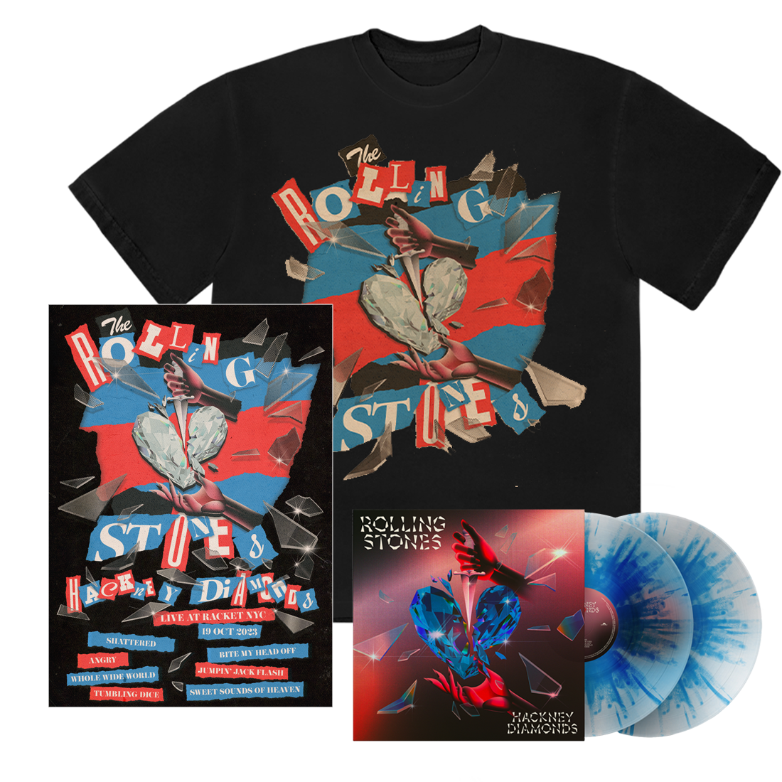The Rolling Stones Hackney Diamonds 2LP + Setlist T-Shirt + Lithograph 378310