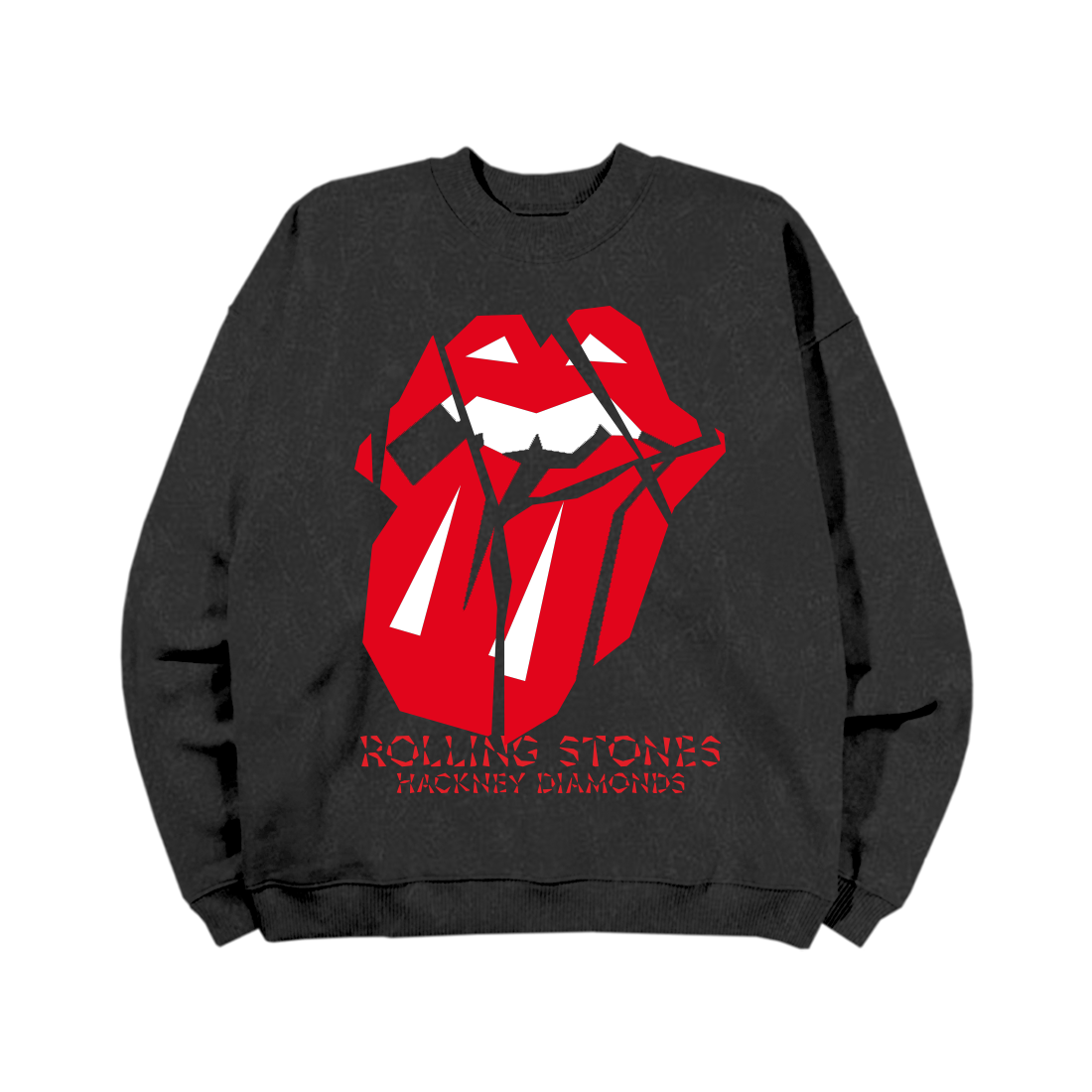 The Rolling Stones Diamond Tongue Black Crewneck 324032